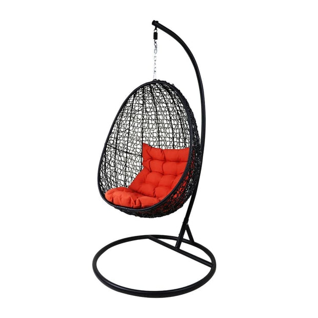 Black Cocoon Swing Chair, Orange Cushion by Arena Living - Home And Style