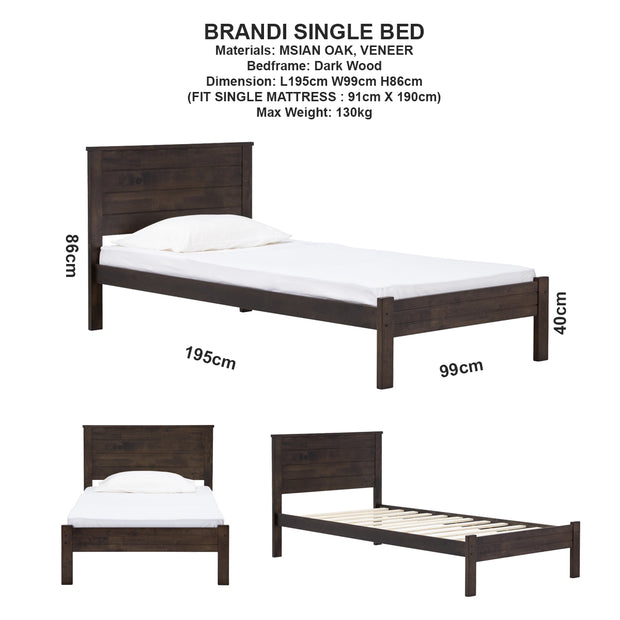 Single Size Wooden & Metal Bed Frame