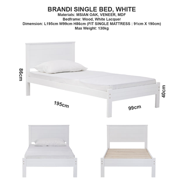 Single Size Wooden & Metal Bed Frame