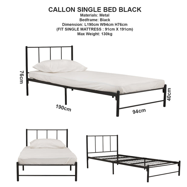 Single Size Wooden & Metal Bed Frame