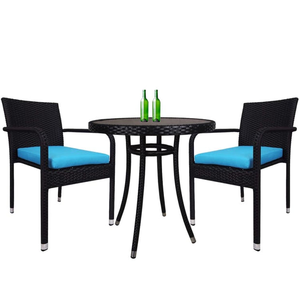 Balcony 2 Chair Bistro Set, Blue Cushion by Arena Living - Home And Style
