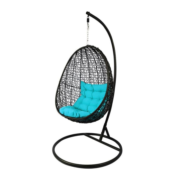 Black Cocoon Swing Chair, Blue Cushion by Arena Living - Home And Style