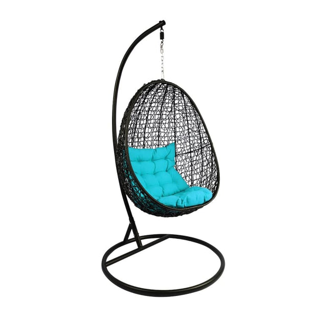 Black Cocoon Swing Chair, Blue Cushion by Arena Living - Home And Style