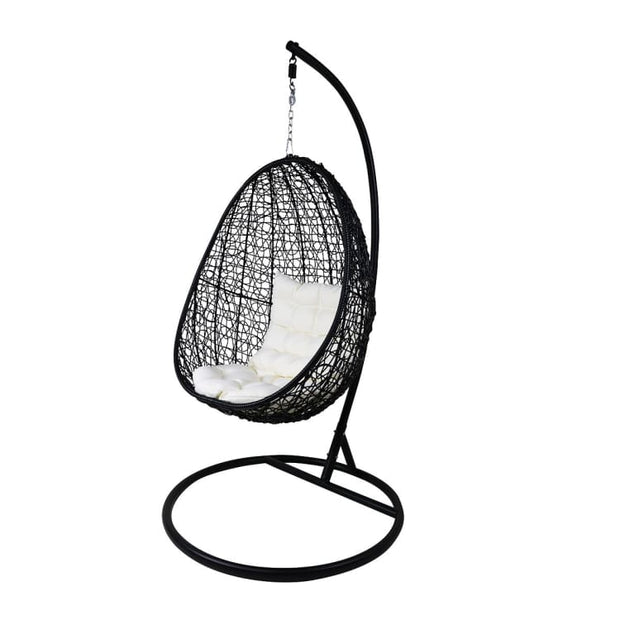 Black Cocoon Swing Chair, White Cushion by Arena Living - Home And Style