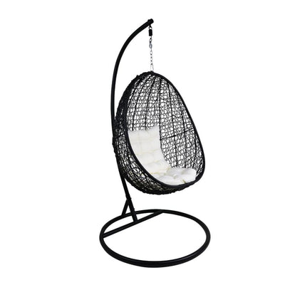 Black Cocoon Swing Chair, White Cushion by Arena Living - Home And Style