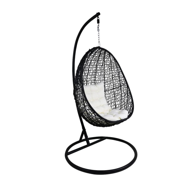 Black Cocoon Swing Chair, White Cushion by Arena Living - Home And Style