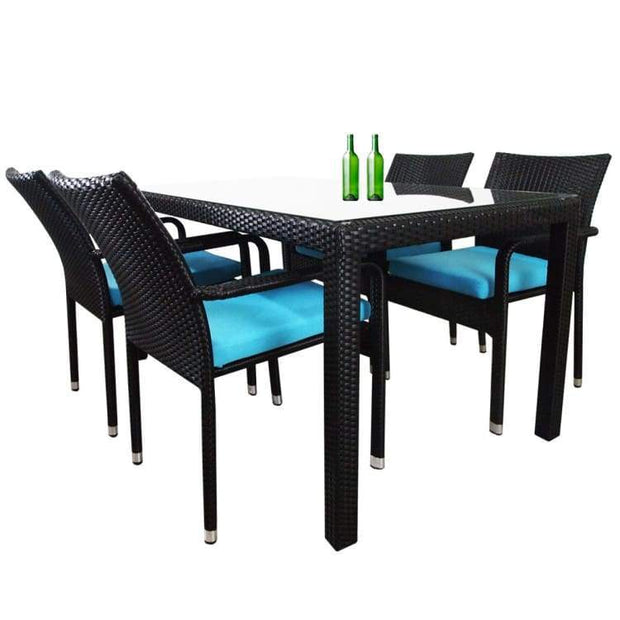 Boulevard 4 Chair Dining, Blue Cushions by Arena Living - Home And Style