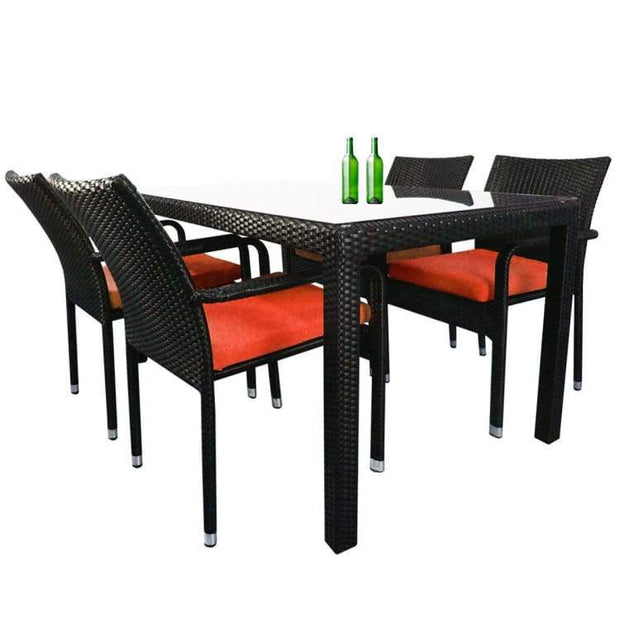 Boulevard 4 Chair Dining, Orange Cushions by Arena Living - Home And Style