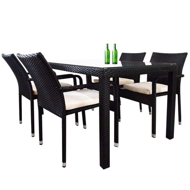 Boulevard 4 Chair Dining, White Cushions by Arena Living - Home And Style