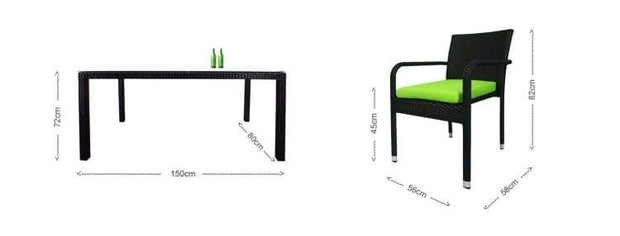 Boulevard 6 Chair Dining, Green Cushions by Arena Living - Home And Style