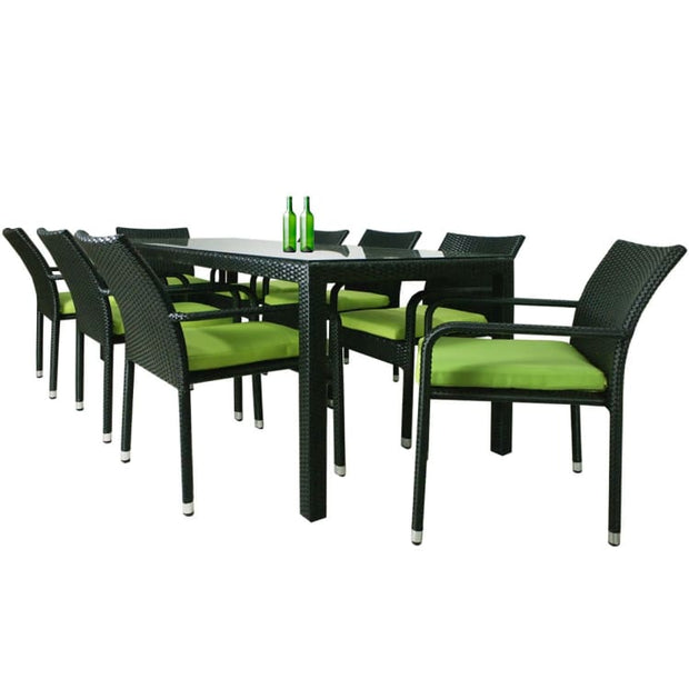 Geneva 8 Chair Dining Green Cushion - Home And Style