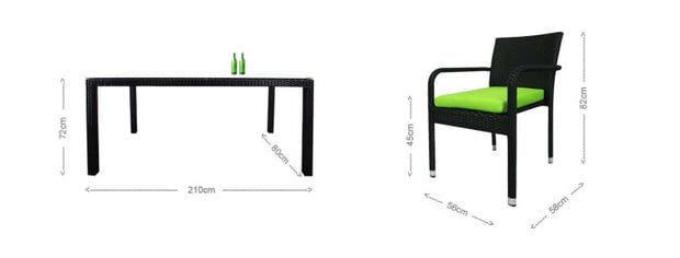 Geneva 8 Chair Dining Green Cushion - Home And Style