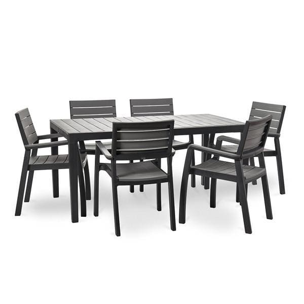 Harmony 6 Chairs Outdoor Dining Set, Dark Grey - Home And Style