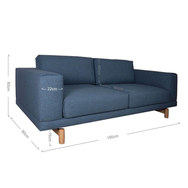 Hattan 3 Seater Sofa – Bluish Grey - Home And Style