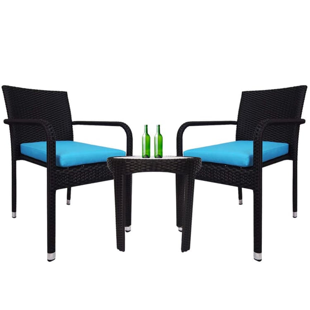 Jardin 2 chair Patio Set, Blue Cushion by Arena Living - Home And Style