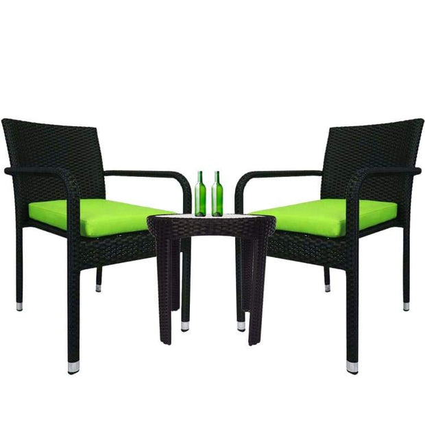 Jardin 2 chair Patio Set, Green Cushion by Arena Living - Home And Style