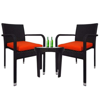 Jardin 2 chair Patio Set, Orange Cushion by Arena Living - Home And Style