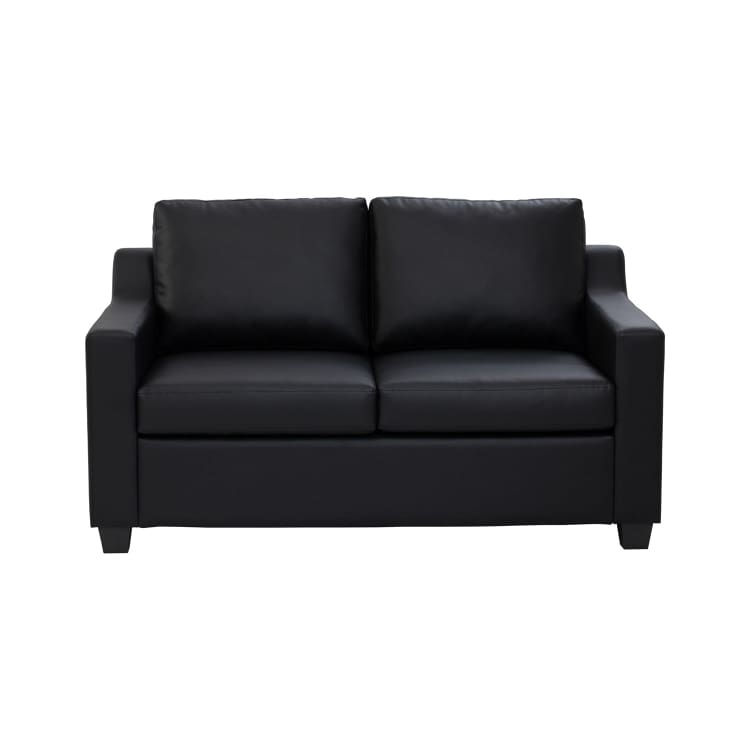 Leno 2 Seater Sofa - Black  (Faux Leather) | Suitable for Living Room, Bedroom, Small and