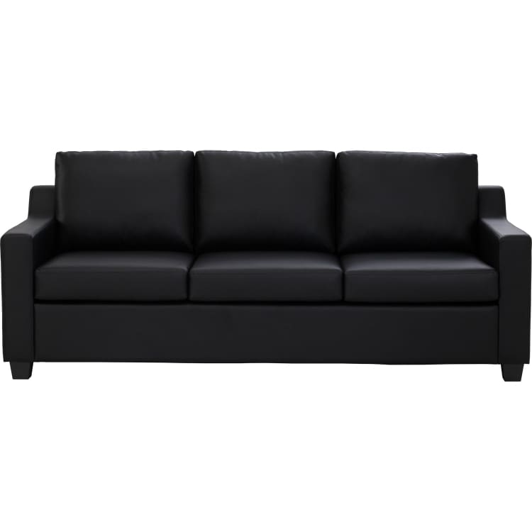 Leno 3 Seater Sofa - Black (Faux Leather) | Suitable for Living Room, Bedroom, Small and