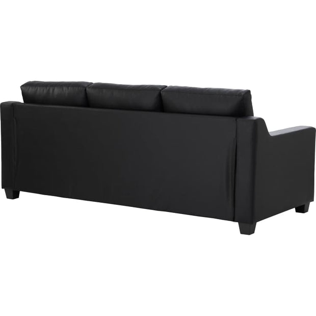 Baleno 3 Seater Sofa - Black (Faux Leather) | Suitable for Living Room Bedroom Small and - Home And Style
