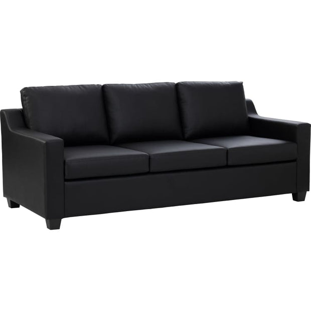 Baleno 3 Seater Sofa - Black (Faux Leather) | Suitable for Living Room Bedroom Small and - Home And Style