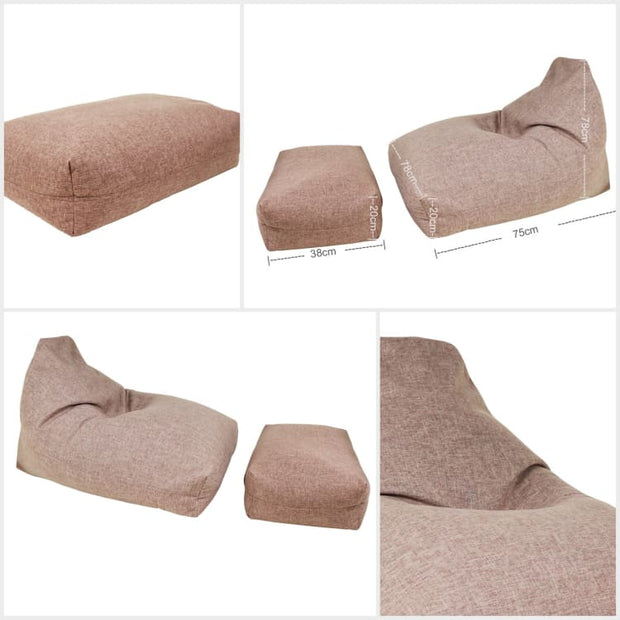 Moby Bean Bag + Ottoman in Brown - Home And Style