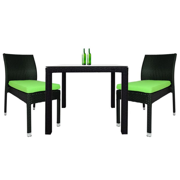 Monde 2 Chair Dining Set Green Cushion by Arena Living - Home And Style