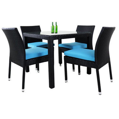 Monde 4 Chair Dining Set Blue Cushion by Arena Living - Home And Style