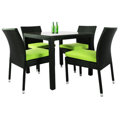 Monde 4 Chair Dining Set Green Cushion by Arena Living - Home And Style