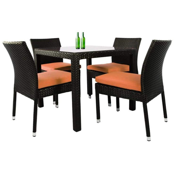 Monde 4 Chair Dining Set Orange Cushion by Arena Living - Home And Style