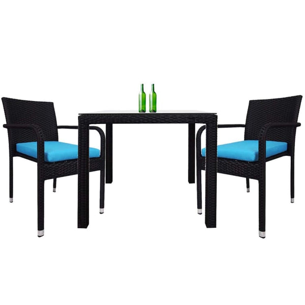 Palm 2 Chair Dining Set, Blue Cushion by Arena Living - Home And Style