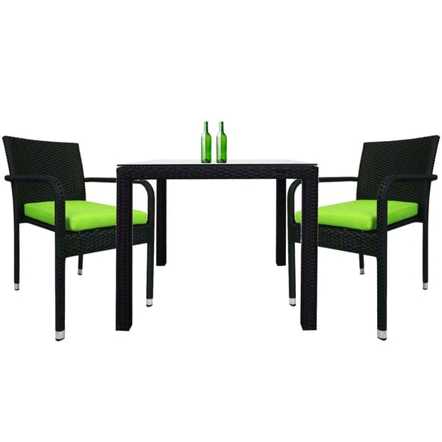 Palm 2 Chair Dining Set, Green Cushion by Arena Living - Home And Style