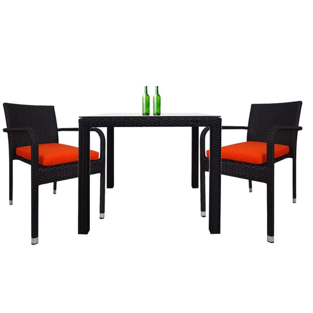Palm 2 Chair Dining Set, Orange Cushion by Arena Living - Home And Style