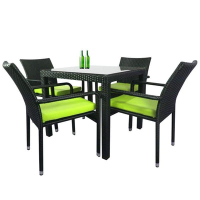 Palm 4 Chair Dining Set, Green Cushion by Arena Living - Home And Style