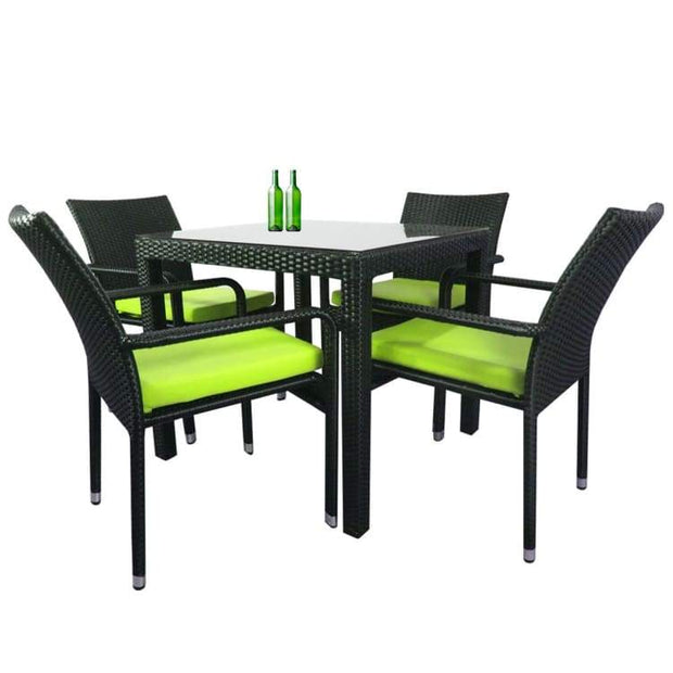 Palm 4 Chair Dining Set, Green Cushion by Arena Living - Home And Style
