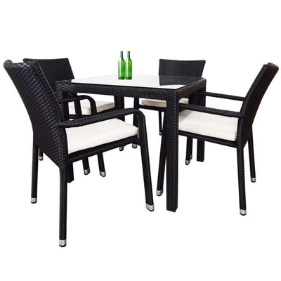 Palm 4 Chair Dining Set, White Cushion by Arena Living - Home And Style