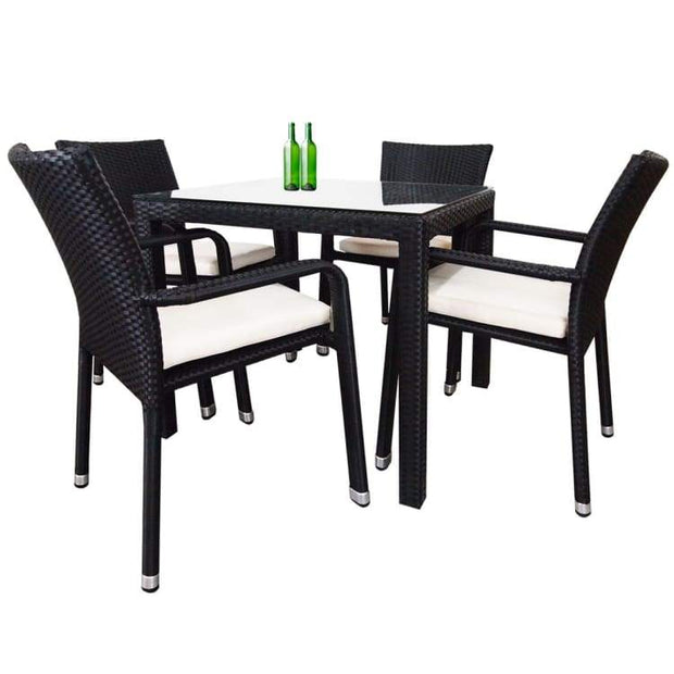 Palm 4 Chair Dining Set, White Cushion by Arena Living - Home And Style