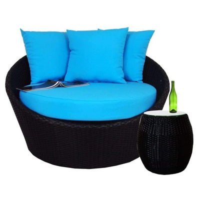 Round Sofa with Coffee Table, Blue Cushion by Arena Living - Home And Style