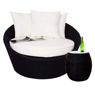 Round Sofa with Coffee Table, White Cushion  by Arena Living - Home And Style