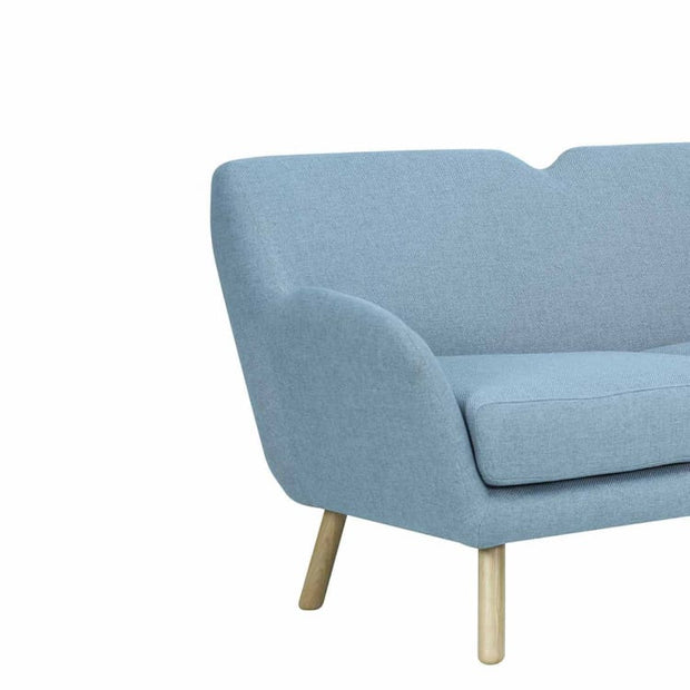 Wagon 3 Seater Sofa with Oak Leg, Pale Silver - Home And Style