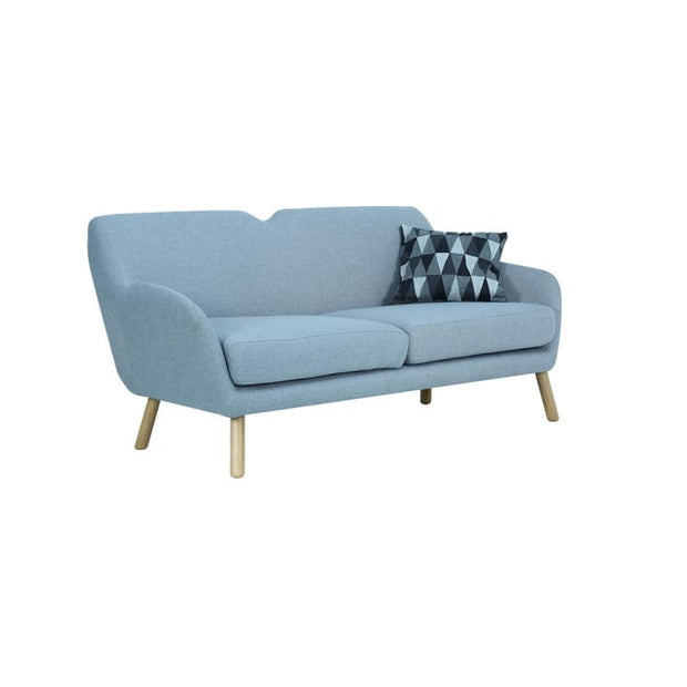 Wagon 3 Seater Sofa with Oak Leg, Pale Silver - Home And Style
