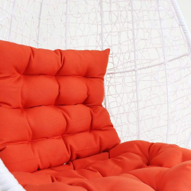 White Cocoon Swing Chair, Orange Cushion by Arena Living - Home And Style