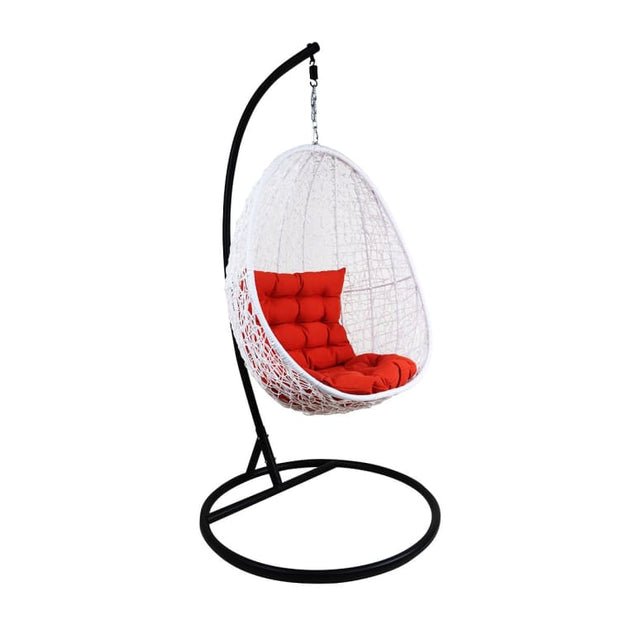 White Cocoon Swing Chair, Orange Cushion by Arena Living - Home And Style